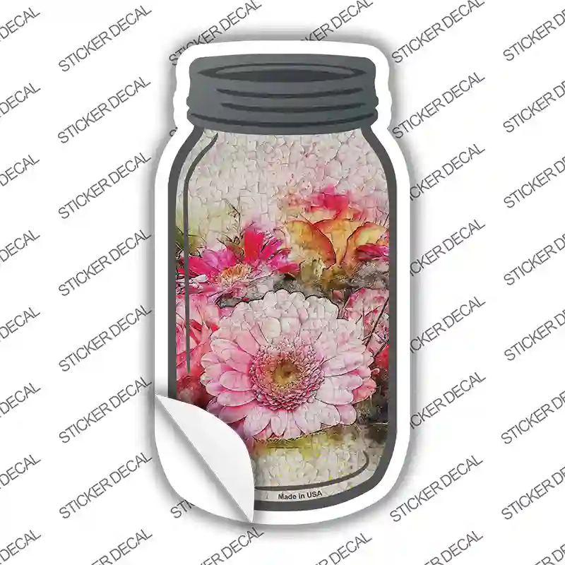 Pink Flower Watercolor Novelty Mason Jar Sticker Decal