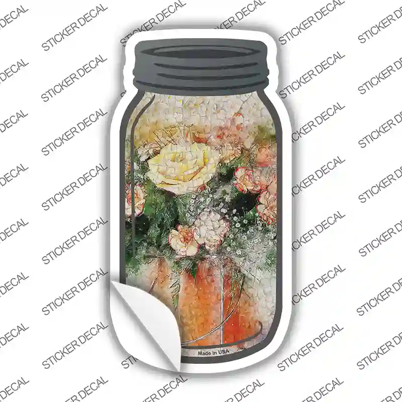 White Rose Watercolor Novelty Mason Jar Sticker Decal