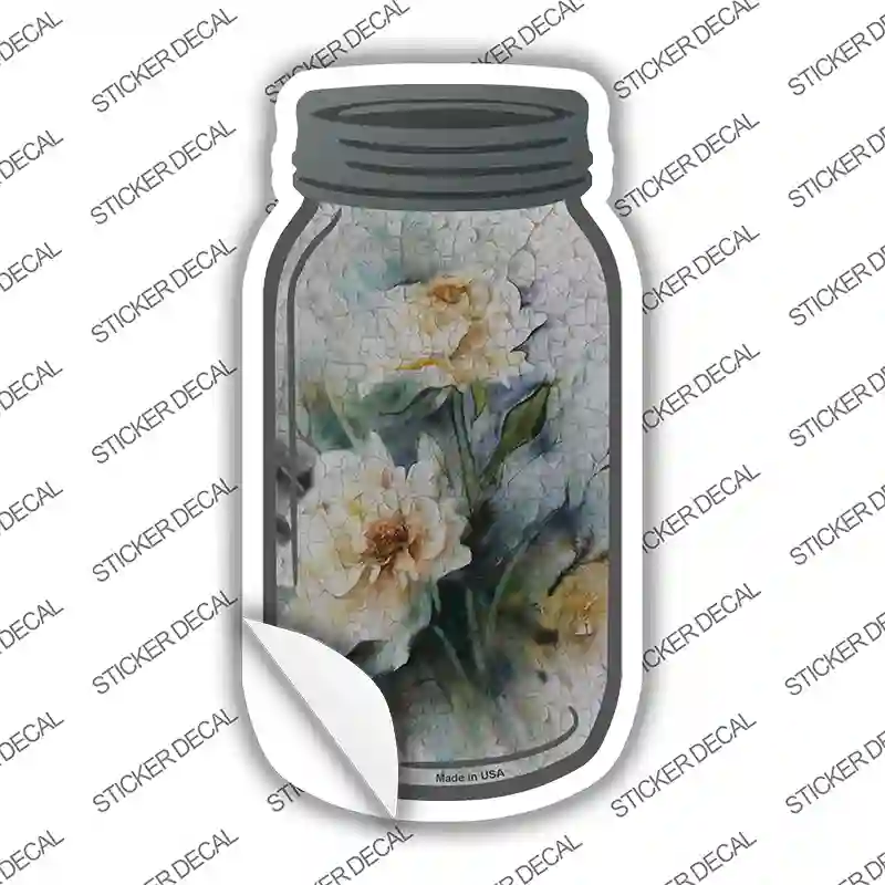 White Flower Watercolor Novelty Mason Jar Sticker Decal