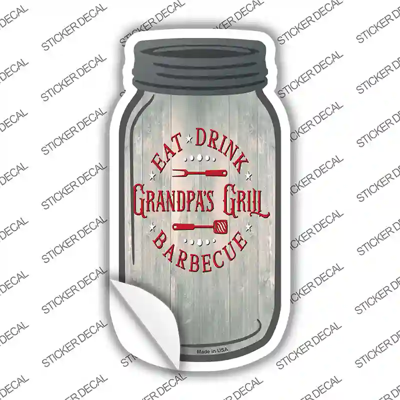 Grandpas Grill Novelty Mason Jar Sticker Decal