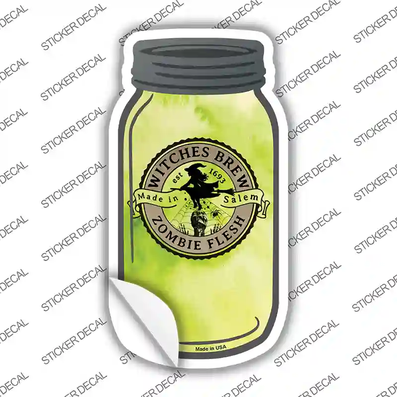 Zombie Flesh Green Novelty Mason Jar Sticker Decal