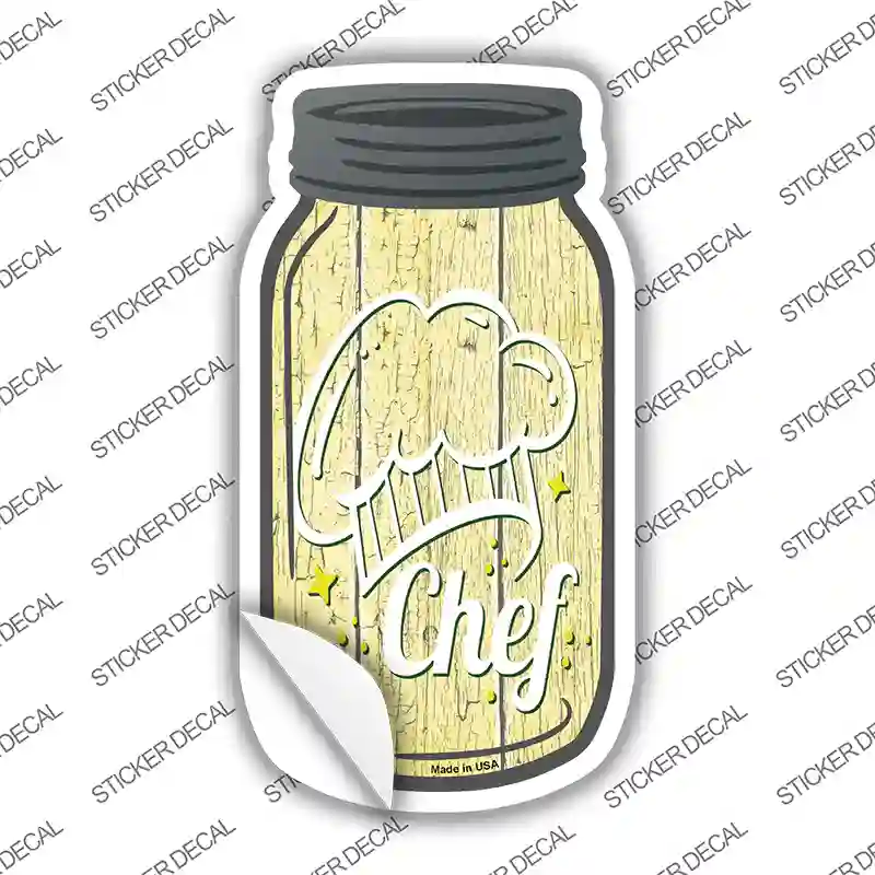 Chef Hat Yellow Novelty Mason Jar Sticker Decal
