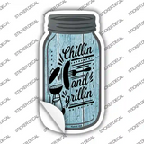 Chillin and Grillin Blue Novelty Mason Jar Sticker Decal