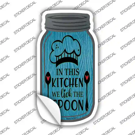 Lick The Spoon Blue Novelty Mason Jar Sticker Decal