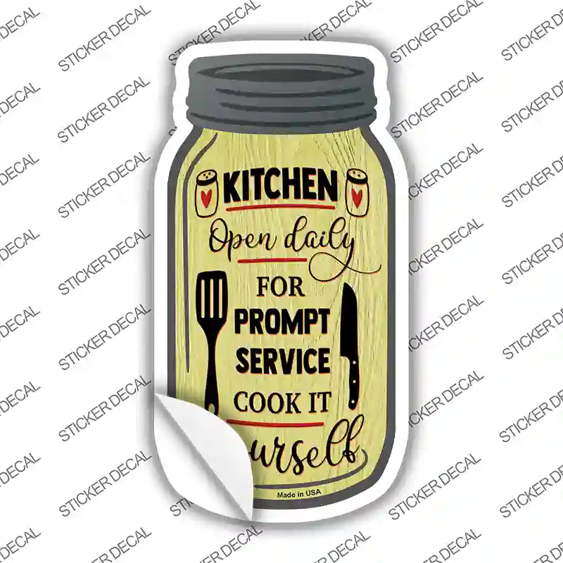 Prompt Service Yellow Novelty Mason Jar Sticker Decal