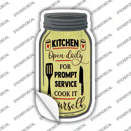 Prompt Service Yellow Novelty Mason Jar Sticker Decal