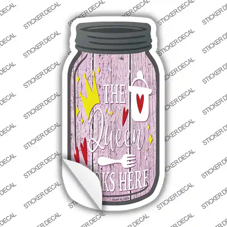 Queen Cooks Here Novelty Mason Jar Sticker Decal