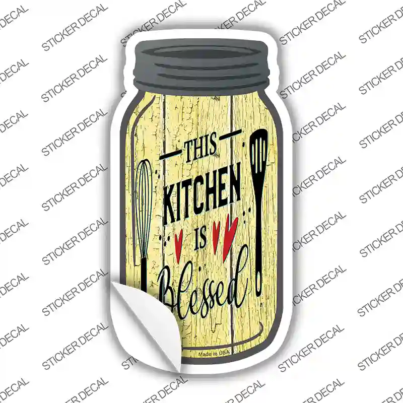 Kitchen Blessed Yellow Novelty Mason Jar Sticker Decal