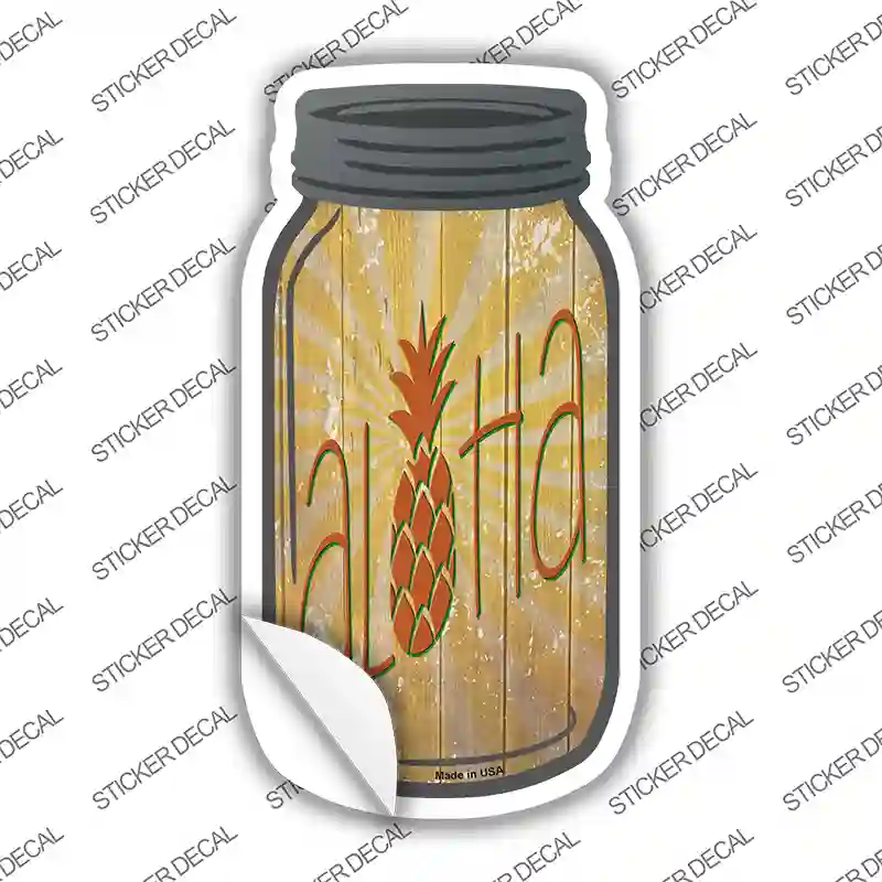 Aloha Pineapple Novelty Mason Jar Sticker Decal