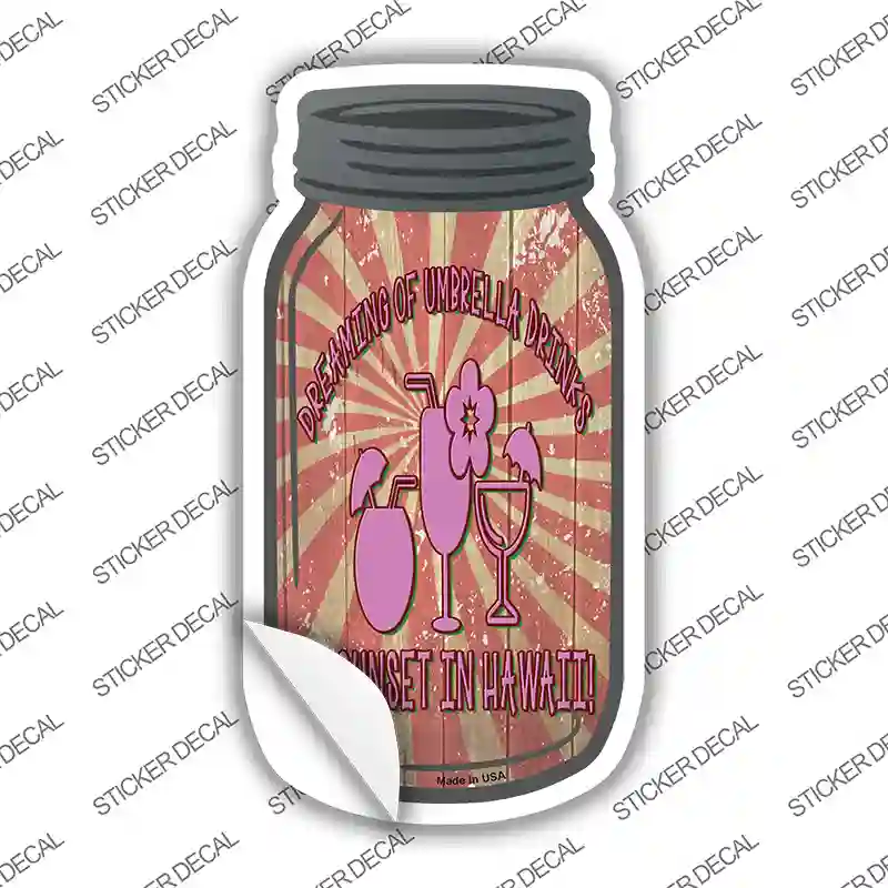 Hawaii Drinks Novelty Mason Jar Sticker Decal