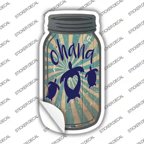 Ohana Sea Turtle Novelty Mason Jar Sticker Decal