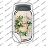 White Flowers With Music Novelty Mason Jar Sticker Decal