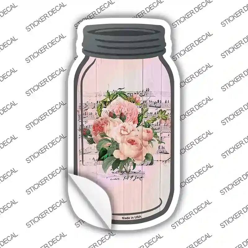 Pink Bouquet With Music Novelty Mason Jar Sticker Decal