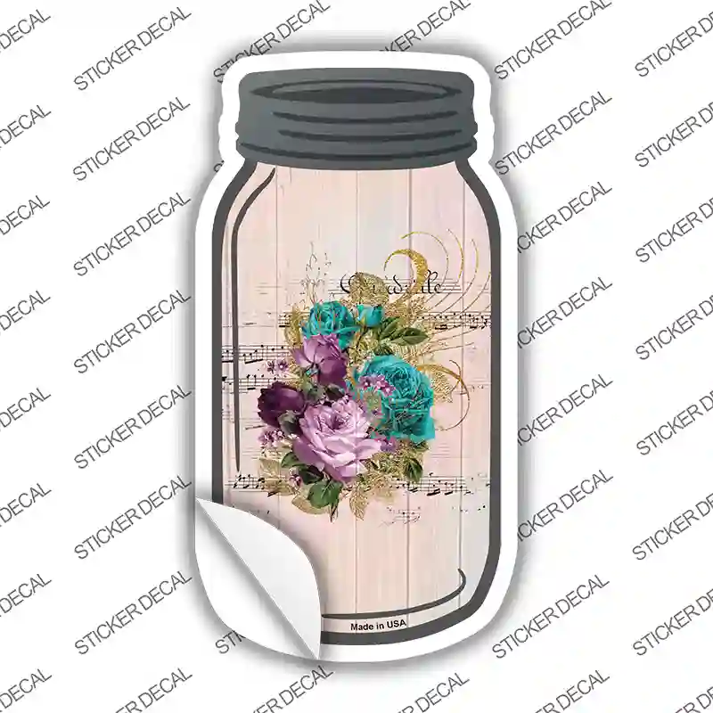 Purple And Blue Bouquet With Music Novelty Mason Jar Sticker Decal