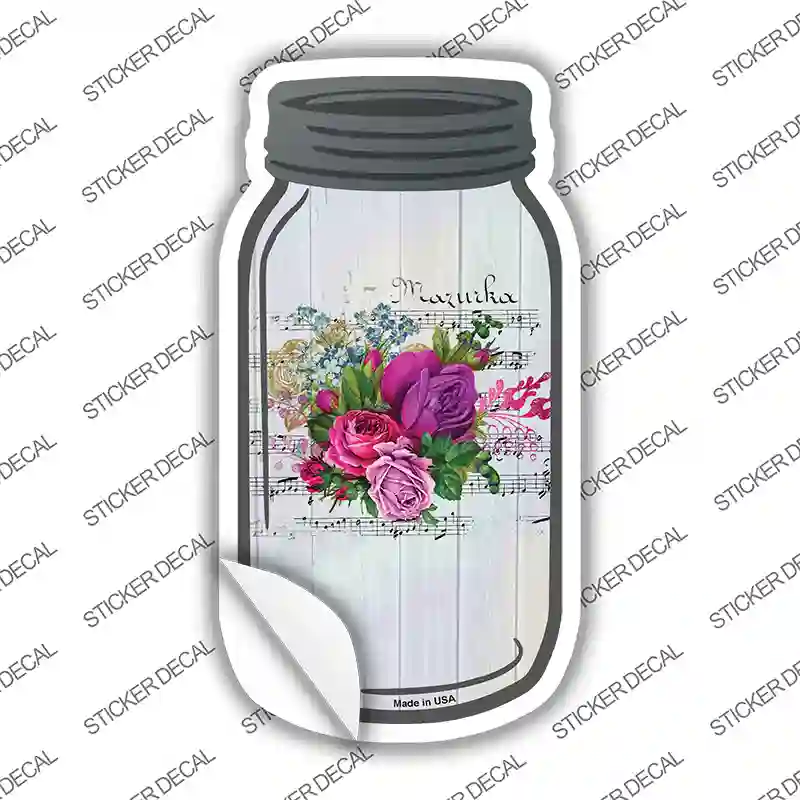Roses With Music Novelty Mason Jar Sticker Decal