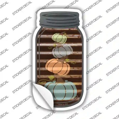 Stacked Pumpkins Corrugated Brown Novelty Mason Jar Sticker Decal