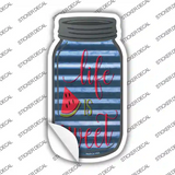 Watermelon Life Is Sweet Corrugated Blue Novelty Mason Jar Sticker Decal