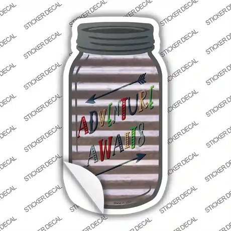 Adventure Awaits Colors Corrugated Novelty Mason Jar Sticker Decal