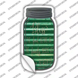 Bless Food Family Love Corrugated Green Novelty Mason Jar Sticker Decal