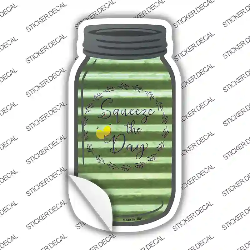 Squeeze The Day Corrugated Novelty Mason Jar Sticker Decal