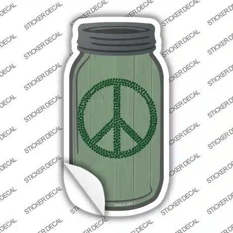 Peace Sign Marijuana Novelty Mason Jar Sticker Decal