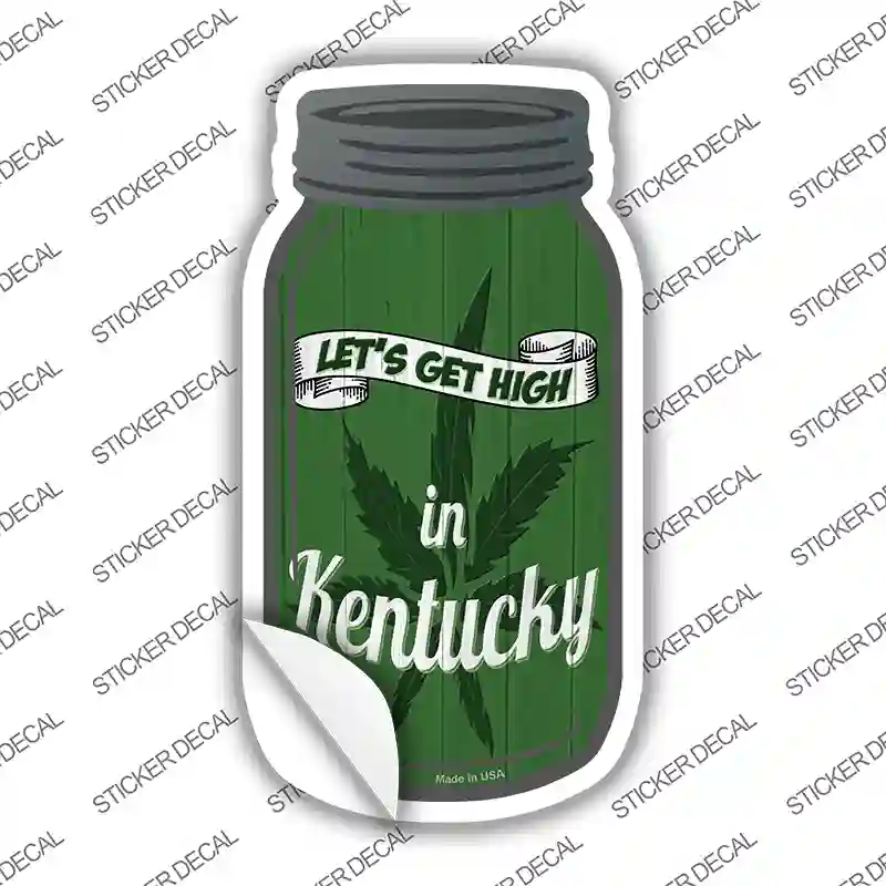 Get High Kentucky Green Novelty Mason Jar Sticker Decal