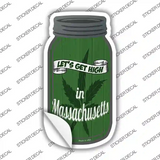 Get High Massachusetts Green Novelty Mason Jar Sticker Decal