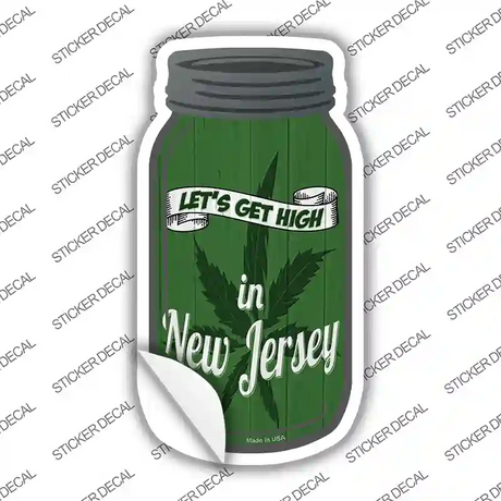 Get High New Jersey Green Novelty Mason Jar Sticker Decal