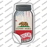 California | USA Flag Novelty Mason Jar Sticker Decal