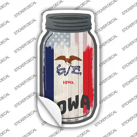 Iowa | USA Flag Novelty Mason Jar Sticker Decal