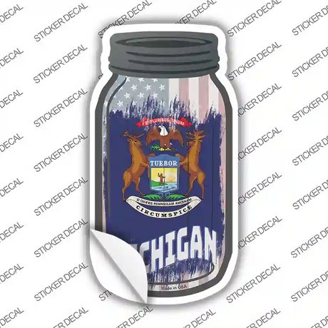 Michigan | USA Flag Novelty Mason Jar Sticker Decal