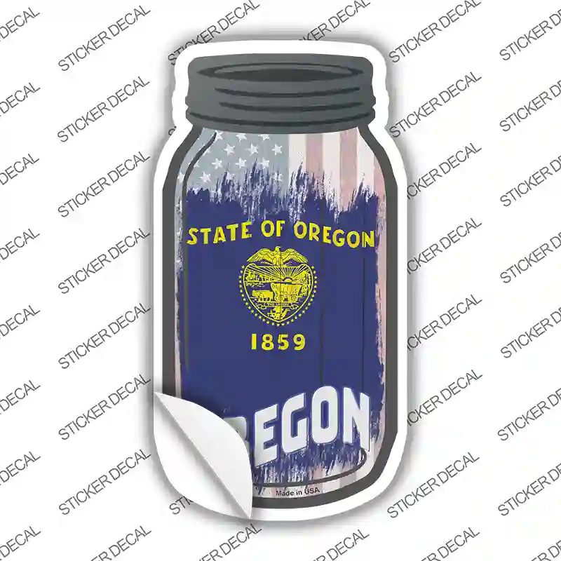 Oregon | USA Flag Novelty Mason Jar Sticker Decal