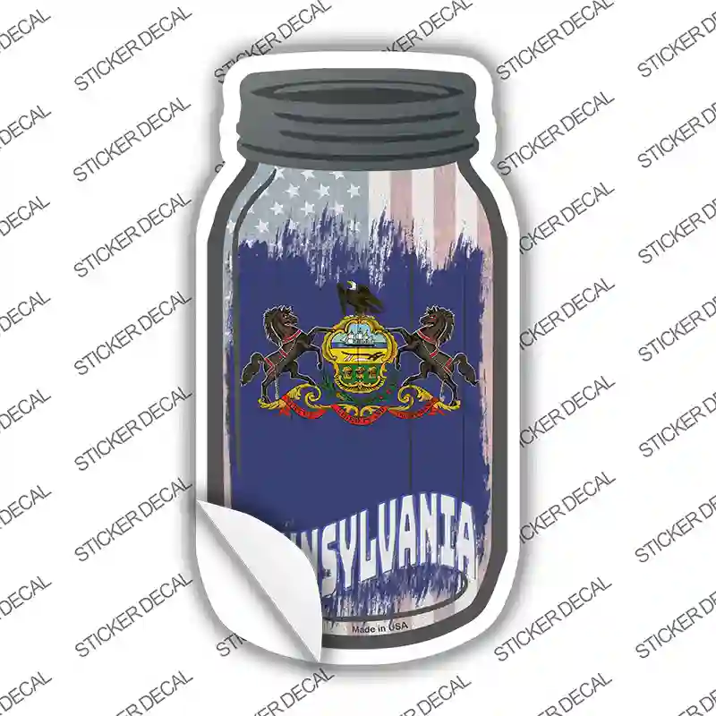Pennsylvania | USA Flag Novelty Mason Jar Sticker Decal