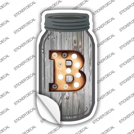B Bulb Lettering Novelty Mason Jar Sticker Decal
