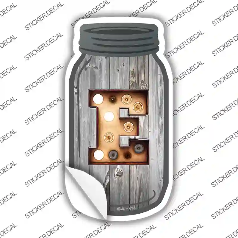 E Bulb Lettering Novelty Mason Jar Sticker Decal