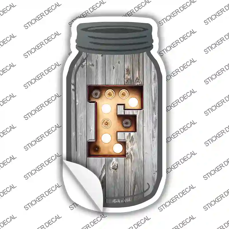 F Bulb Lettering Novelty Mason Jar Sticker Decal