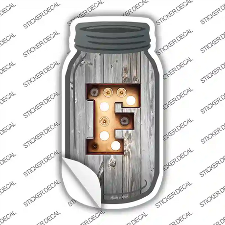 F Bulb Lettering Novelty Mason Jar Sticker Decal