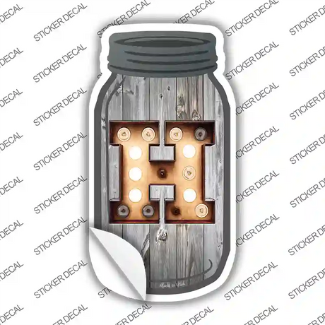 H Bulb Lettering Novelty Mason Jar Sticker Decal