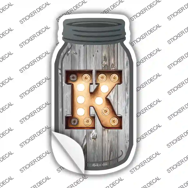 K Bulb Lettering Novelty Mason Jar Sticker Decal