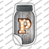 P Bulb Lettering Novelty Mason Jar Sticker Decal