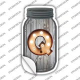 Q Bulb Lettering Novelty Mason Jar Sticker Decal