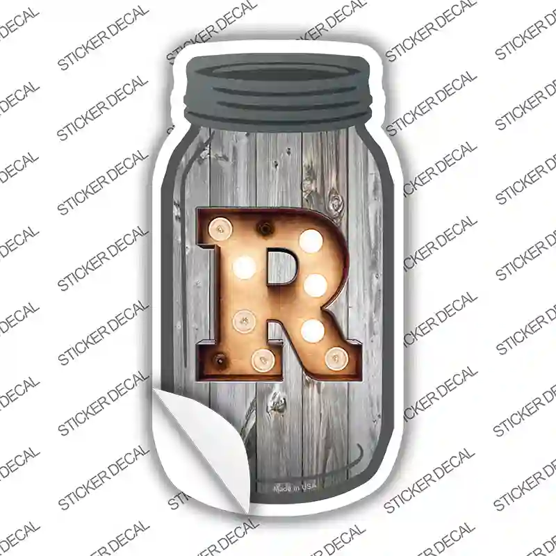 R Bulb Lettering Novelty Mason Jar Sticker Decal