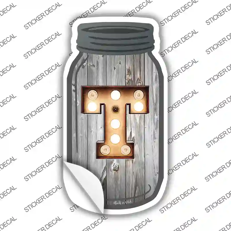 T Bulb Lettering Novelty Mason Jar Sticker Decal