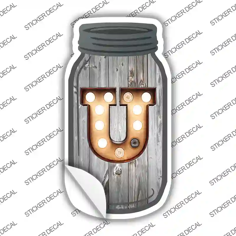 U Bulb Lettering Novelty Mason Jar Sticker Decal