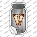 V Bulb Lettering Novelty Mason Jar Sticker Decal