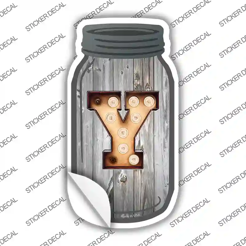 Y Bulb Lettering Novelty Mason Jar Sticker Decal