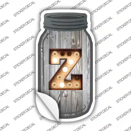 Z Bulb Lettering Novelty Mason Jar Sticker Decal