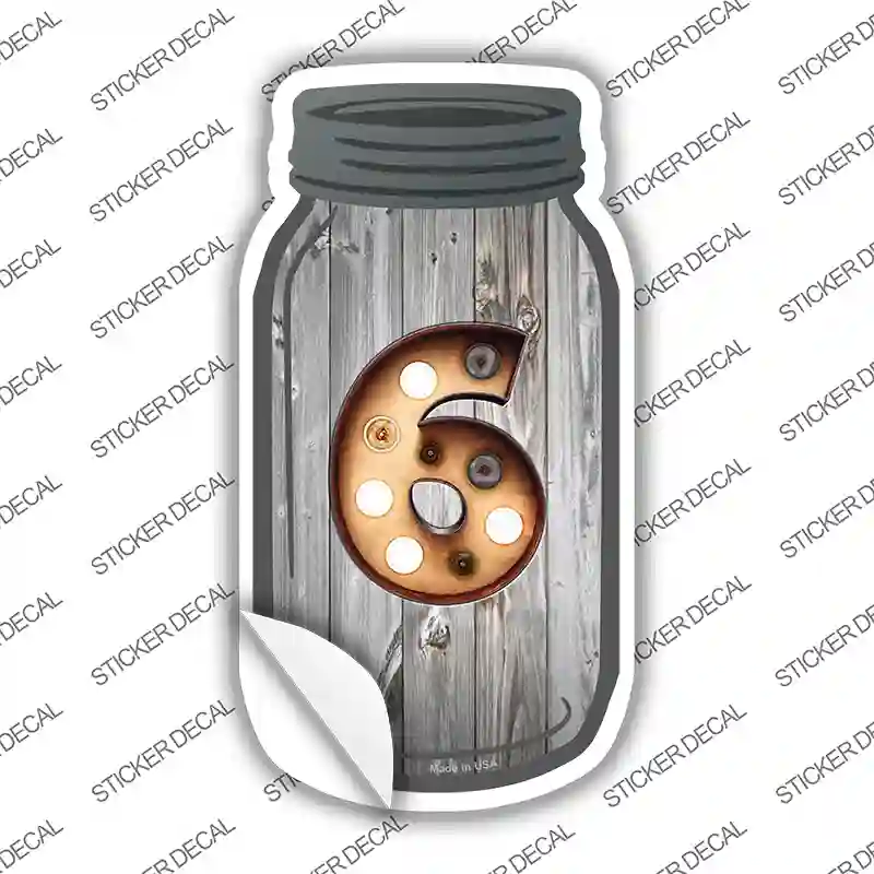 6 Bulb Lettering Novelty Mason Jar Sticker Decal