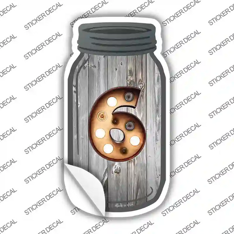 6 Bulb Lettering Novelty Mason Jar Sticker Decal