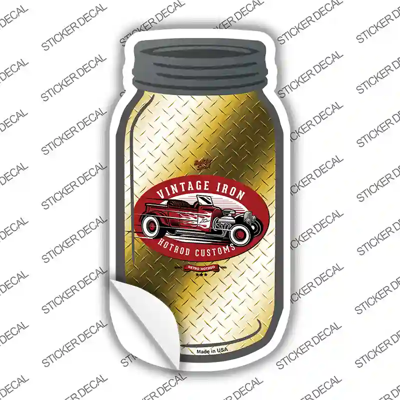 Vintage Iron Yellow Diamond Novelty Mason Jar Sticker Decal